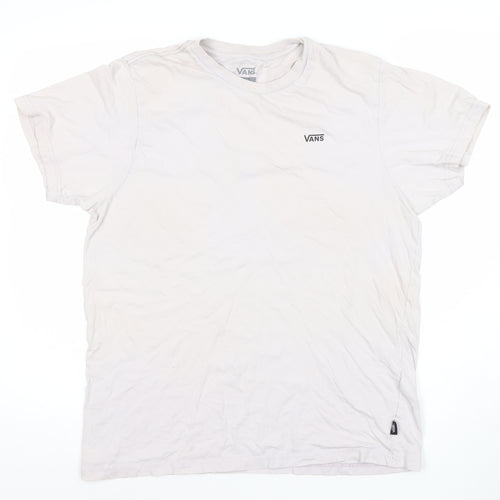 Vans Men White Cotton Crew Neck Short Sleeve T-Shirt Size L