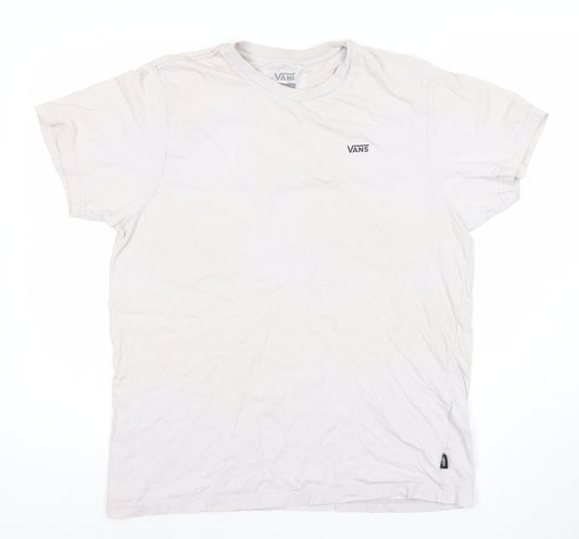 Vans Men White Cotton Crew Neck Short Sleeve T-Shirt Size L