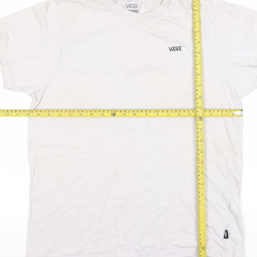 Vans Men White Cotton Crew Neck Short Sleeve T-Shirt Size L