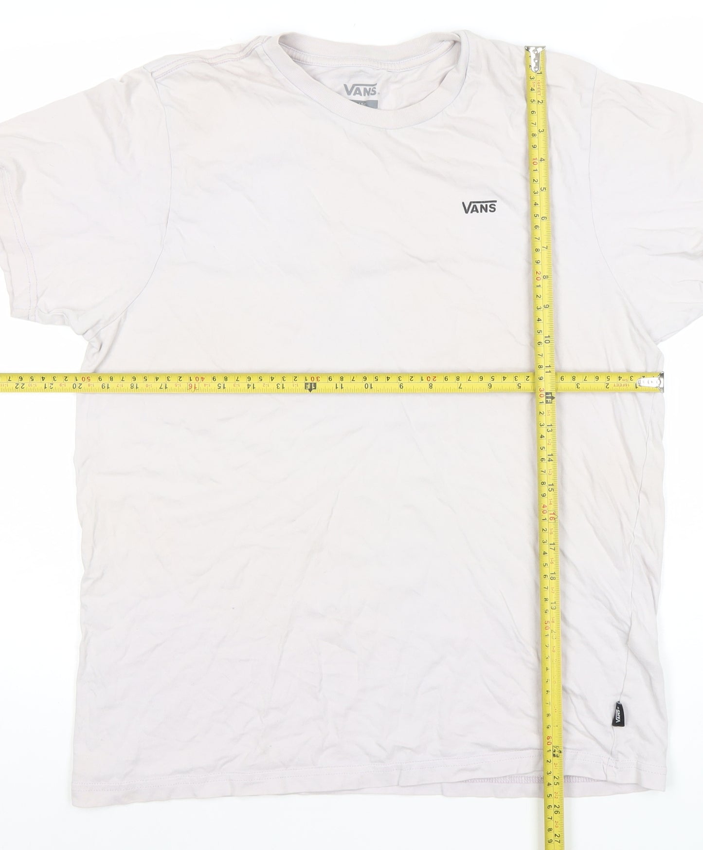 Vans Men White Cotton Crew Neck Short Sleeve T-Shirt Size L