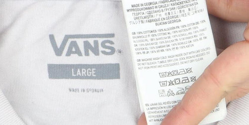 Vans Men White Cotton Crew Neck Short Sleeve T-Shirt Size L