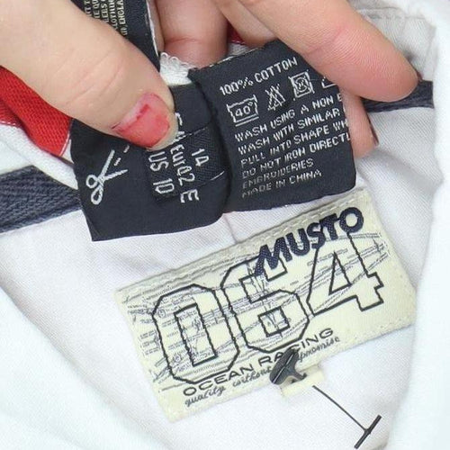 Musto Women Red Striped Long Sleeve Cotton Rugby Polo Shirt Size 14