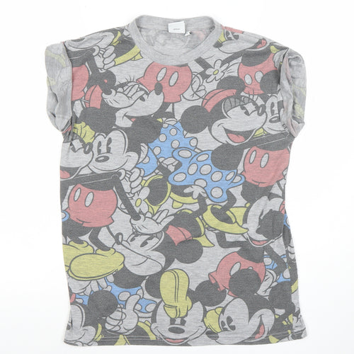 Disney Women’s Grey Mickey & Minnie Mouse Graphic T-Shirt Size S