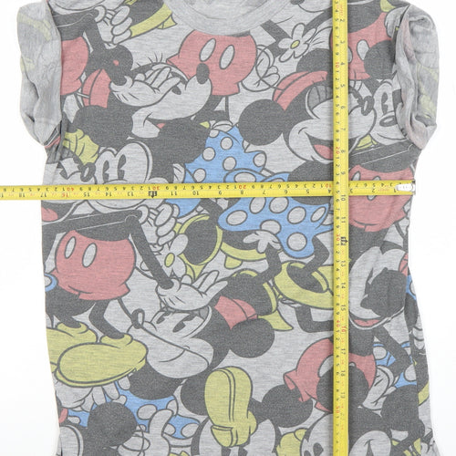 Disney Women’s Grey Mickey & Minnie Mouse Graphic T-Shirt Size S