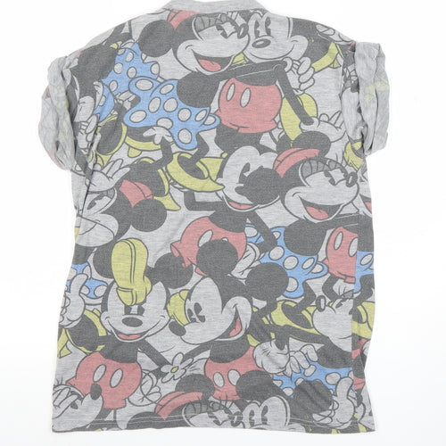 Disney Women’s Grey Mickey & Minnie Mouse Graphic T-Shirt Size S