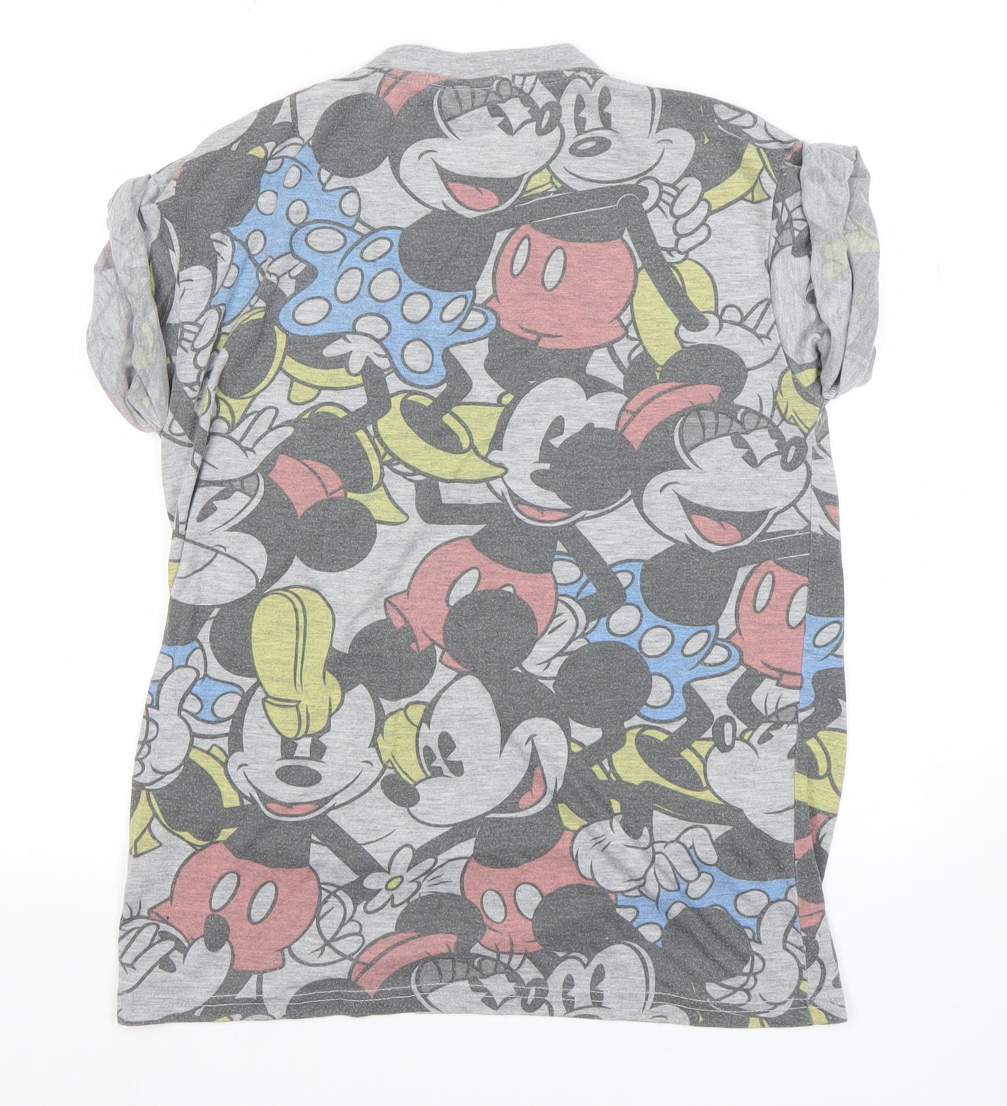Disney Women’s Grey Mickey & Minnie Mouse Graphic T-Shirt Size S