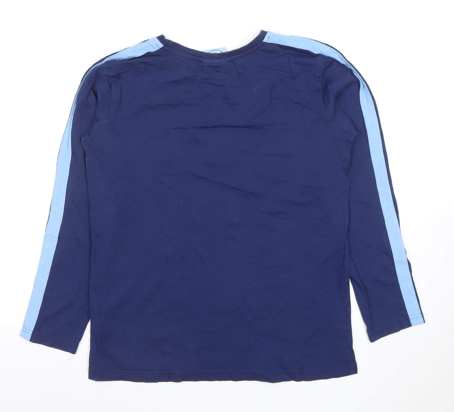 Manchester City Boys Blue Long Sleeve Cotton Football T-Shirt 12-13 Years