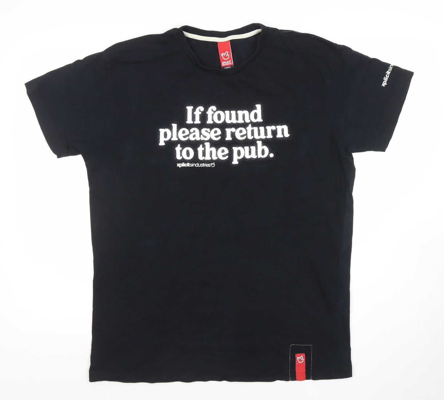 Xplicit Mens Black Funny Pub Quote Graphic T-Shirt Size L