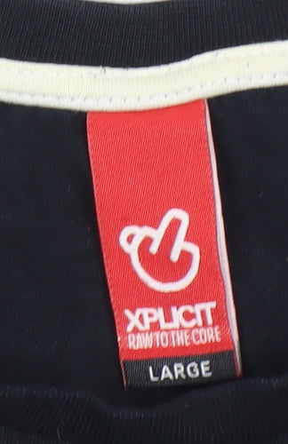 Xplicit Mens Black Funny Pub Quote Graphic T-Shirt Size L