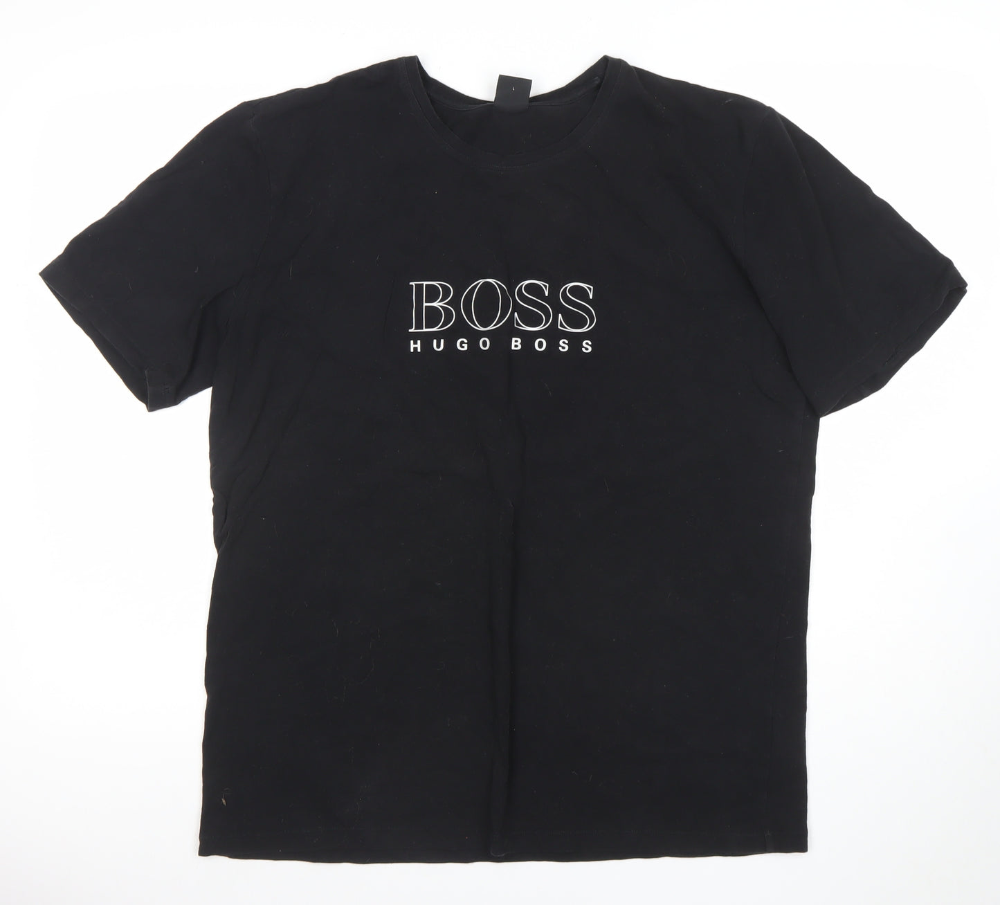 Hugo Boss Men's Black Logo Crew Neck T-Shirt Size L Cotton Jersey