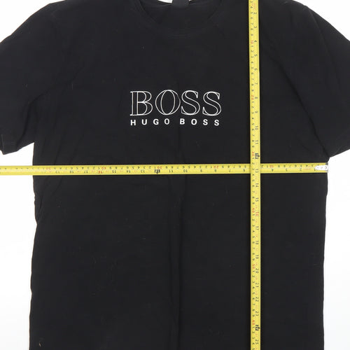 Hugo Boss Men's Black Logo Crew Neck T-Shirt Size L Cotton Jersey