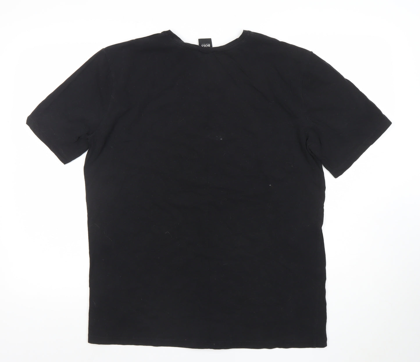 Hugo Boss Men's Black Logo Crew Neck T-Shirt Size L Cotton Jersey