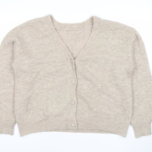 VILA Womens Beige Alpaca Wool Blend Cardigan L