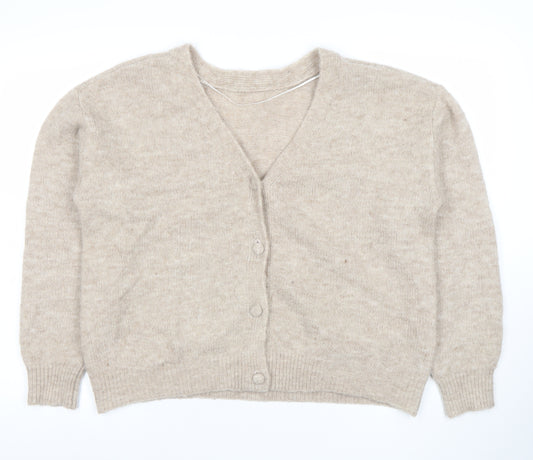 VILA Womens Beige Alpaca Wool Blend Cardigan L