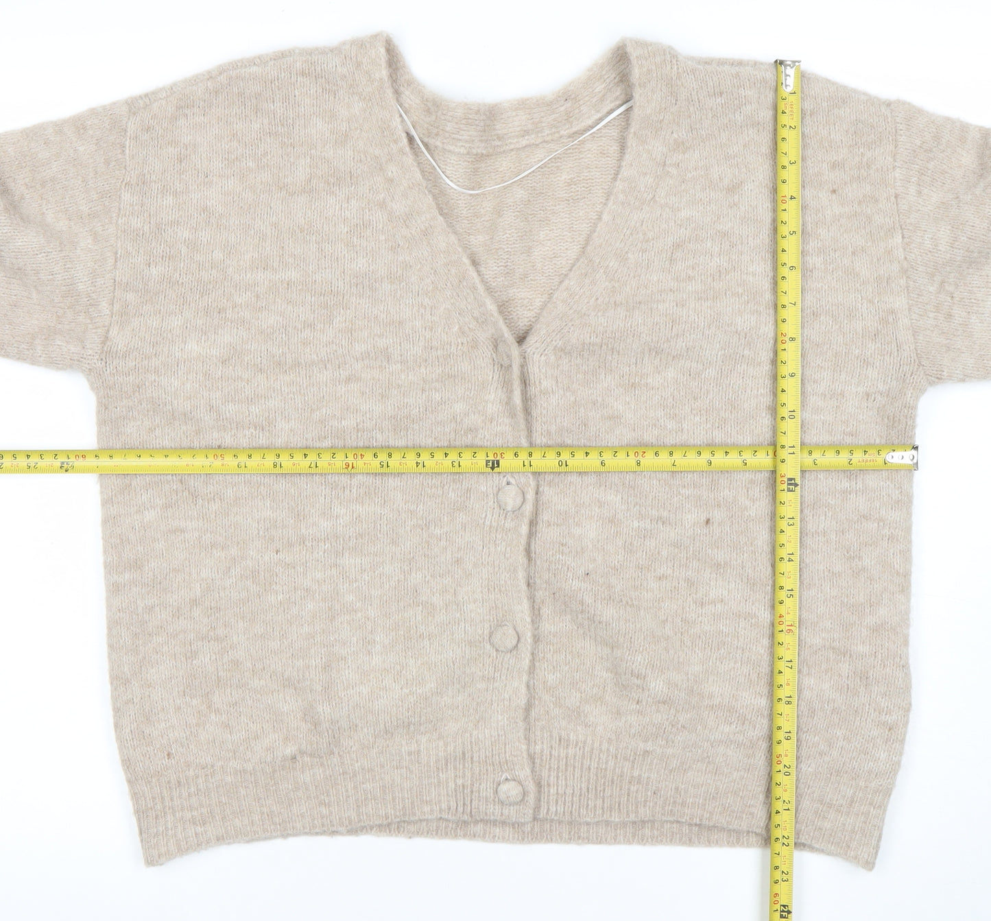 VILA Womens Beige Alpaca Wool Blend Cardigan L