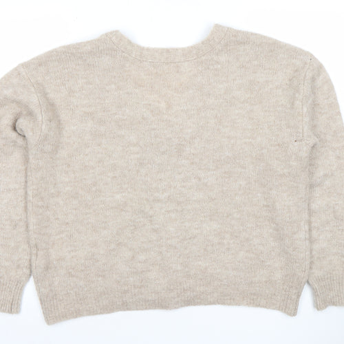 VILA Womens Beige Alpaca Wool Blend Cardigan L