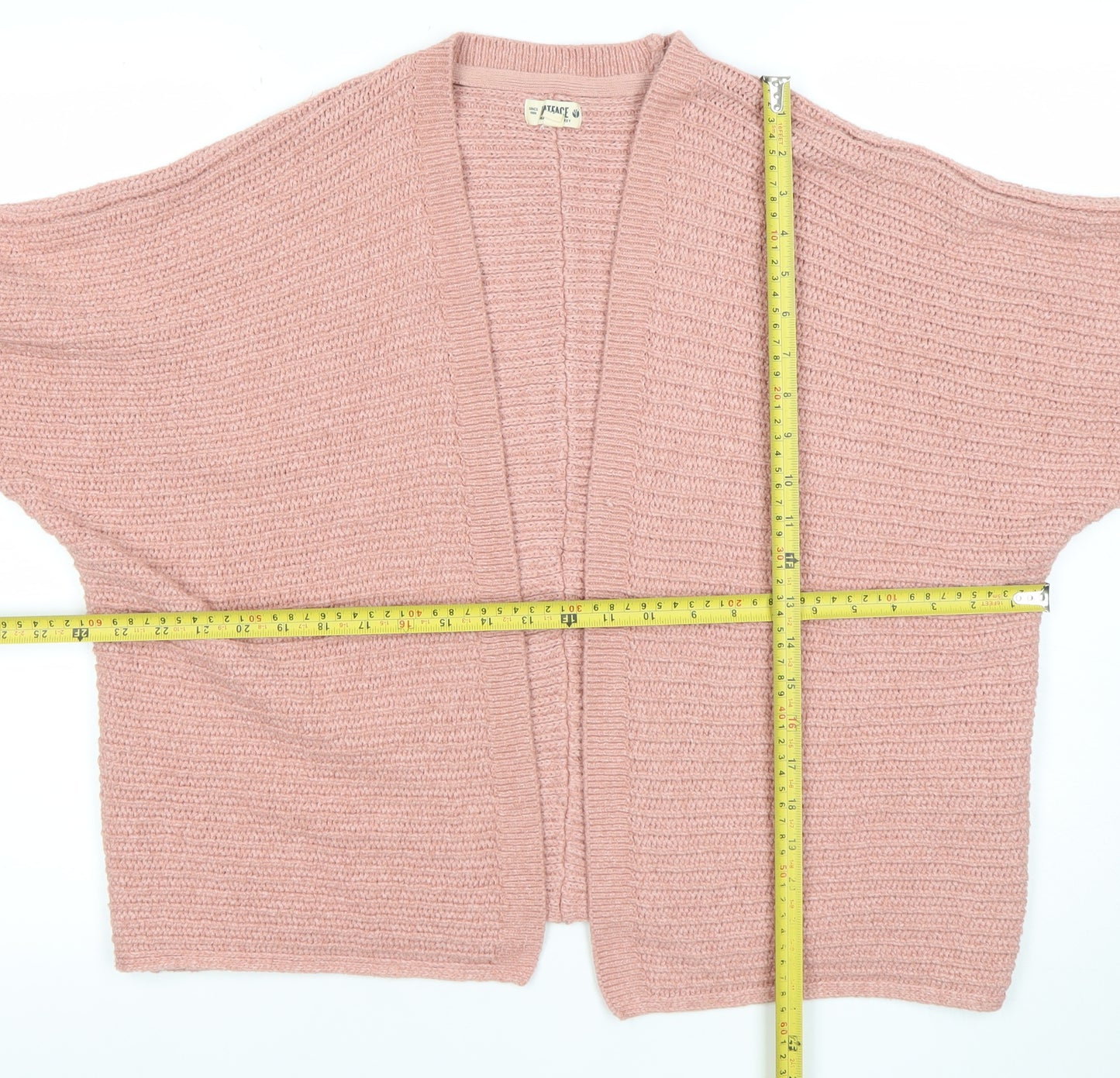 FatFace Women’s Pink Cotton Blend Chunky Knit Open Cardigan Size 12