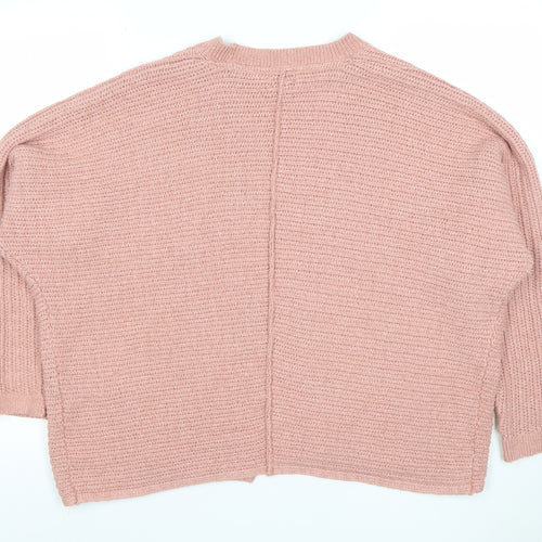 FatFace Women’s Pink Cotton Blend Chunky Knit Open Cardigan Size 12