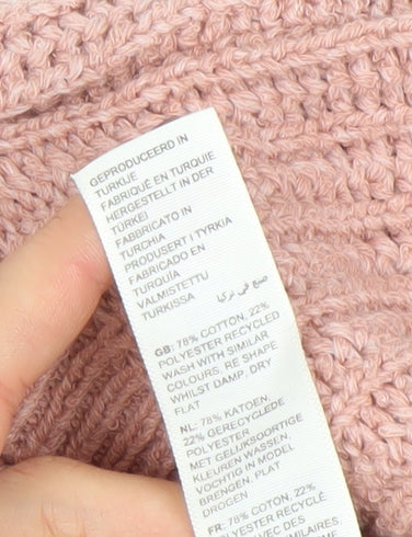 FatFace Women’s Pink Cotton Blend Chunky Knit Open Cardigan Size 12