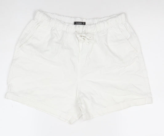 Dunnes Women’s White Linen Cotton Chino Shorts Size M
