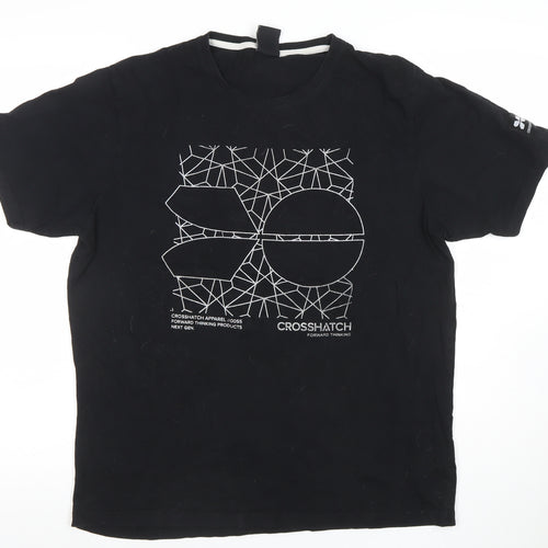 Crosshatch Mens Black Graphic Print Crew Neck T-Shirt L