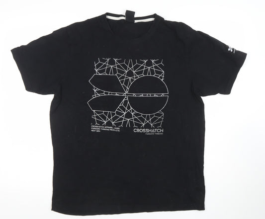 Crosshatch Mens Black Graphic Print Crew Neck T-Shirt L