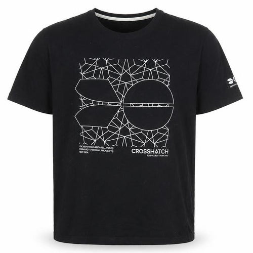 Crosshatch Mens Black Graphic Print Crew Neck T-Shirt L