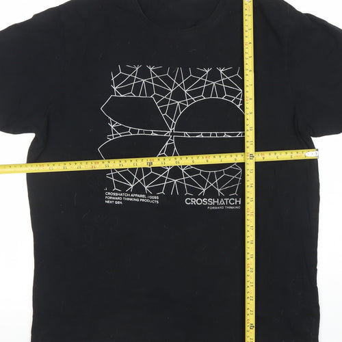 Crosshatch Mens Black Graphic Print Crew Neck T-Shirt L