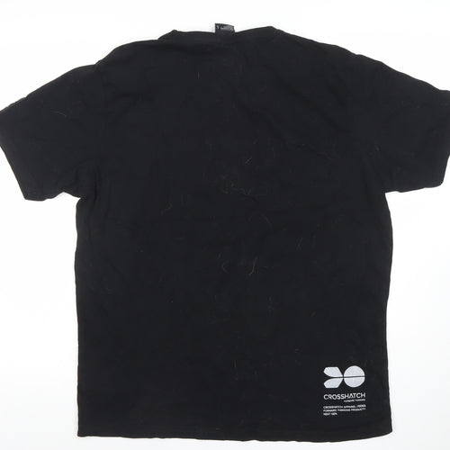 Crosshatch Mens Black Graphic Print Crew Neck T-Shirt L