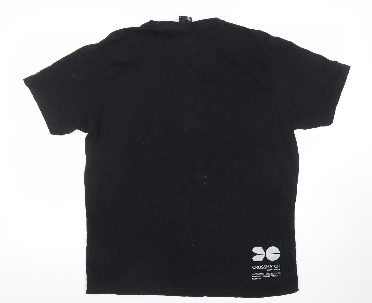 Crosshatch Mens Black Graphic Print Crew Neck T-Shirt L