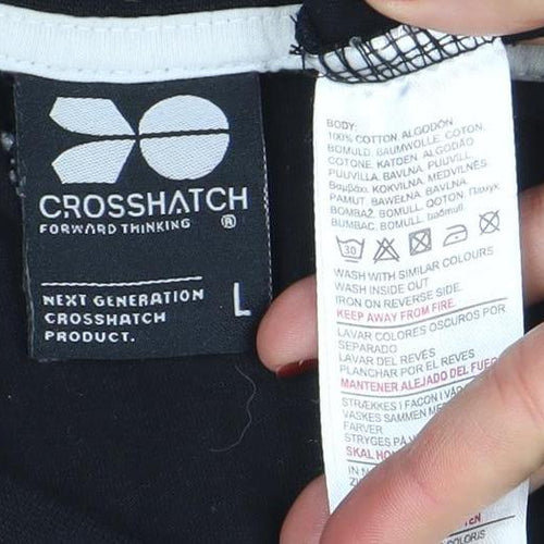 Crosshatch Mens Black Graphic Print Crew Neck T-Shirt L