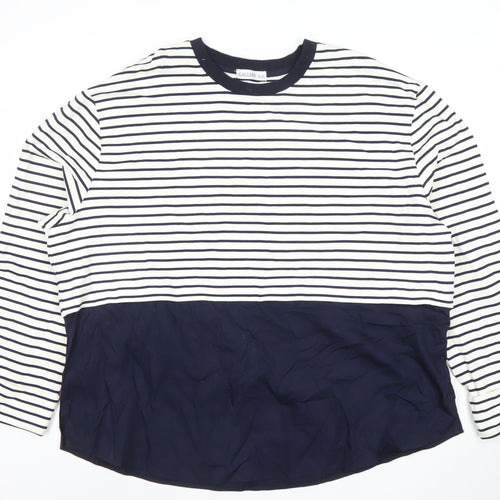 Gallery Women’s Blue Striped Long Sleeve Cotton Modal Nautical T-Shirt XL