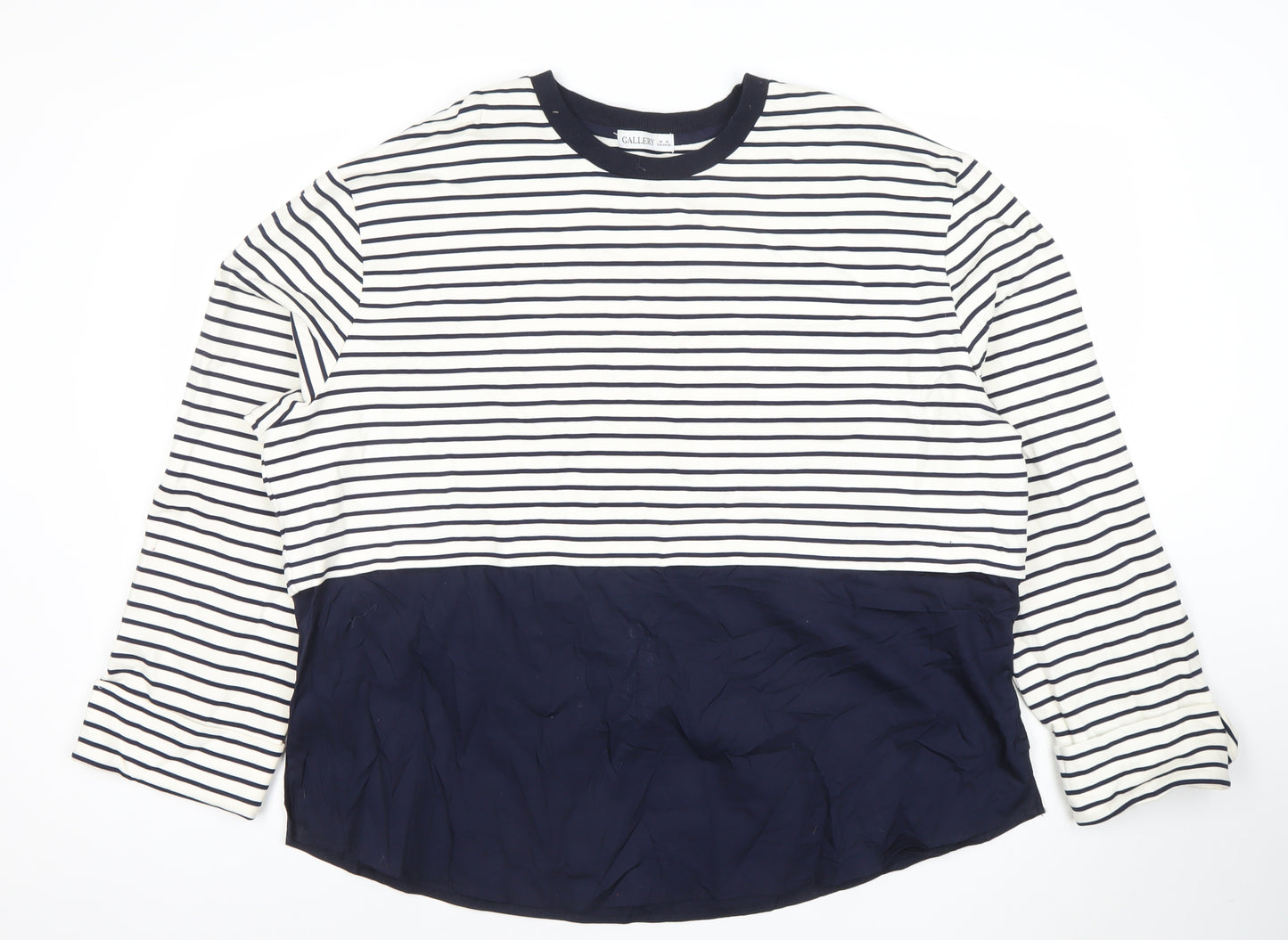 Gallery Women’s Blue Striped Long Sleeve Cotton Modal Nautical T-Shirt XL