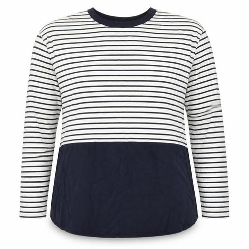 Gallery Women’s Blue Striped Long Sleeve Cotton Modal Nautical T-Shirt XL
