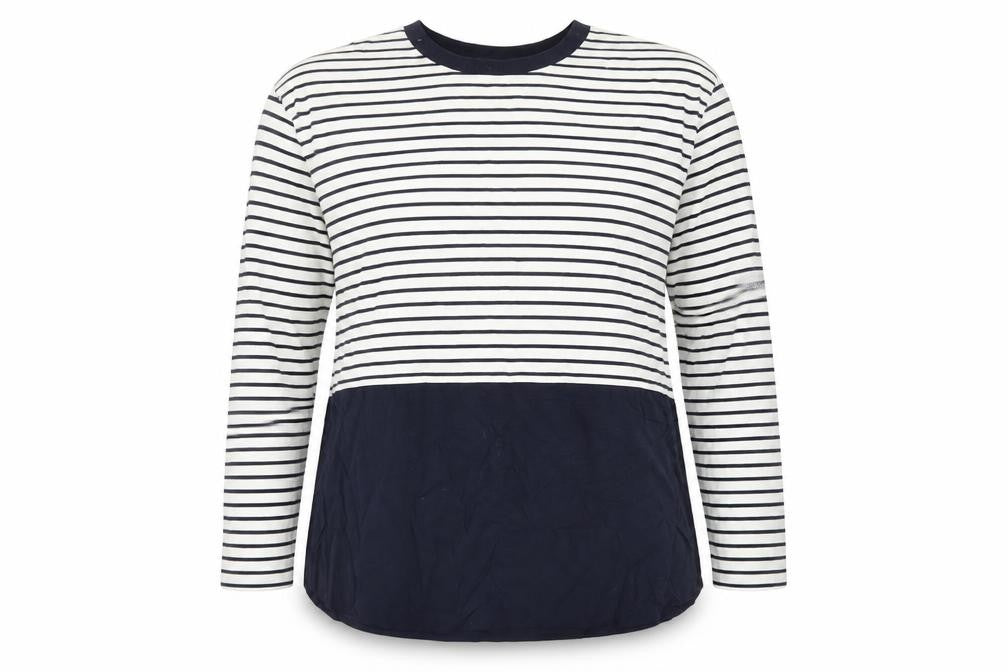 Gallery Women’s Blue Striped Long Sleeve Cotton Modal Nautical T-Shirt XL