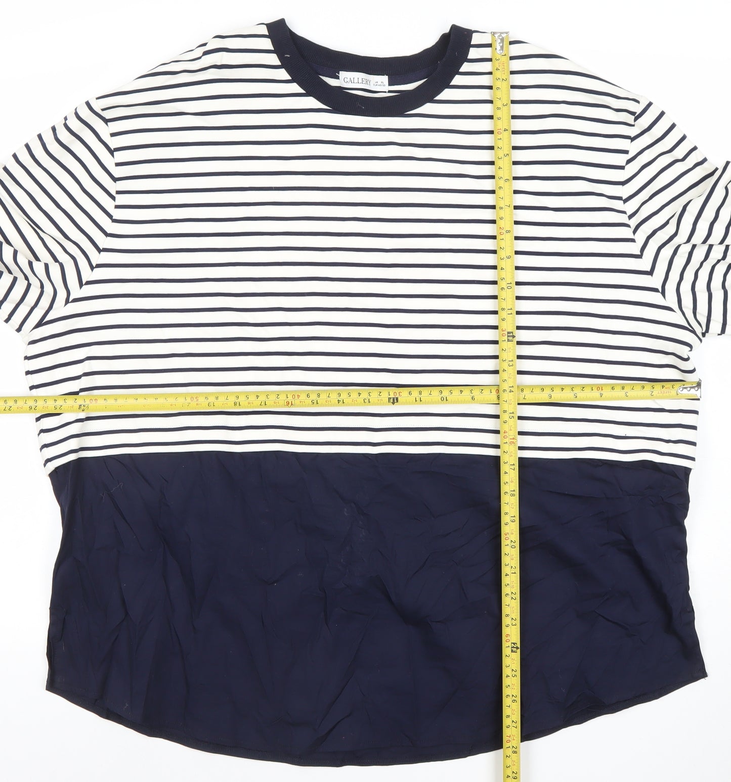 Gallery Women’s Blue Striped Long Sleeve Cotton Modal Nautical T-Shirt XL