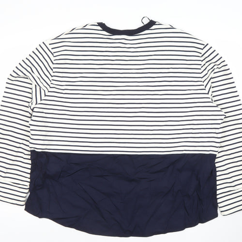 Gallery Women’s Blue Striped Long Sleeve Cotton Modal Nautical T-Shirt XL