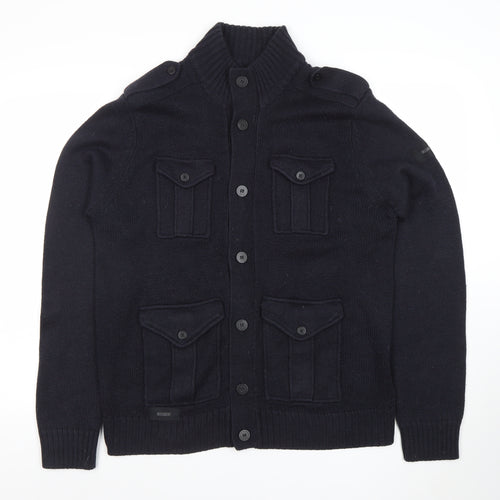 Dissident Men's Black L Military Button Cardigan Jumper
