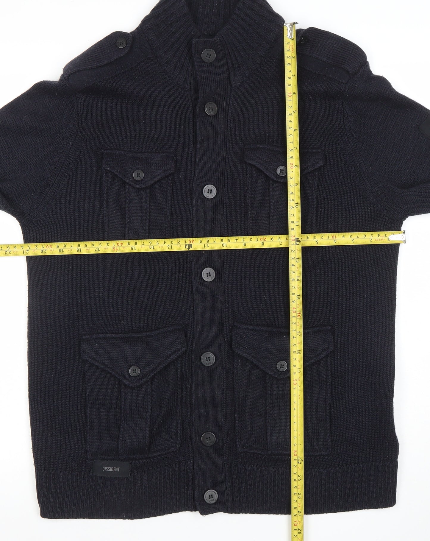 Dissident Men's Black L Military Button Cardigan Jumper