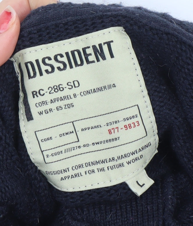 Dissident Men's Black L Military Button Cardigan Jumper