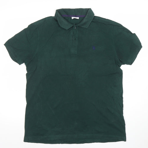 U.S. Polo Assn. Men's Green Cotton Polo Shirt Size L Short Sleeve