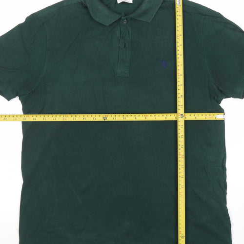 U.S. Polo Assn. Men's Green Cotton Polo Shirt Size L Short Sleeve
