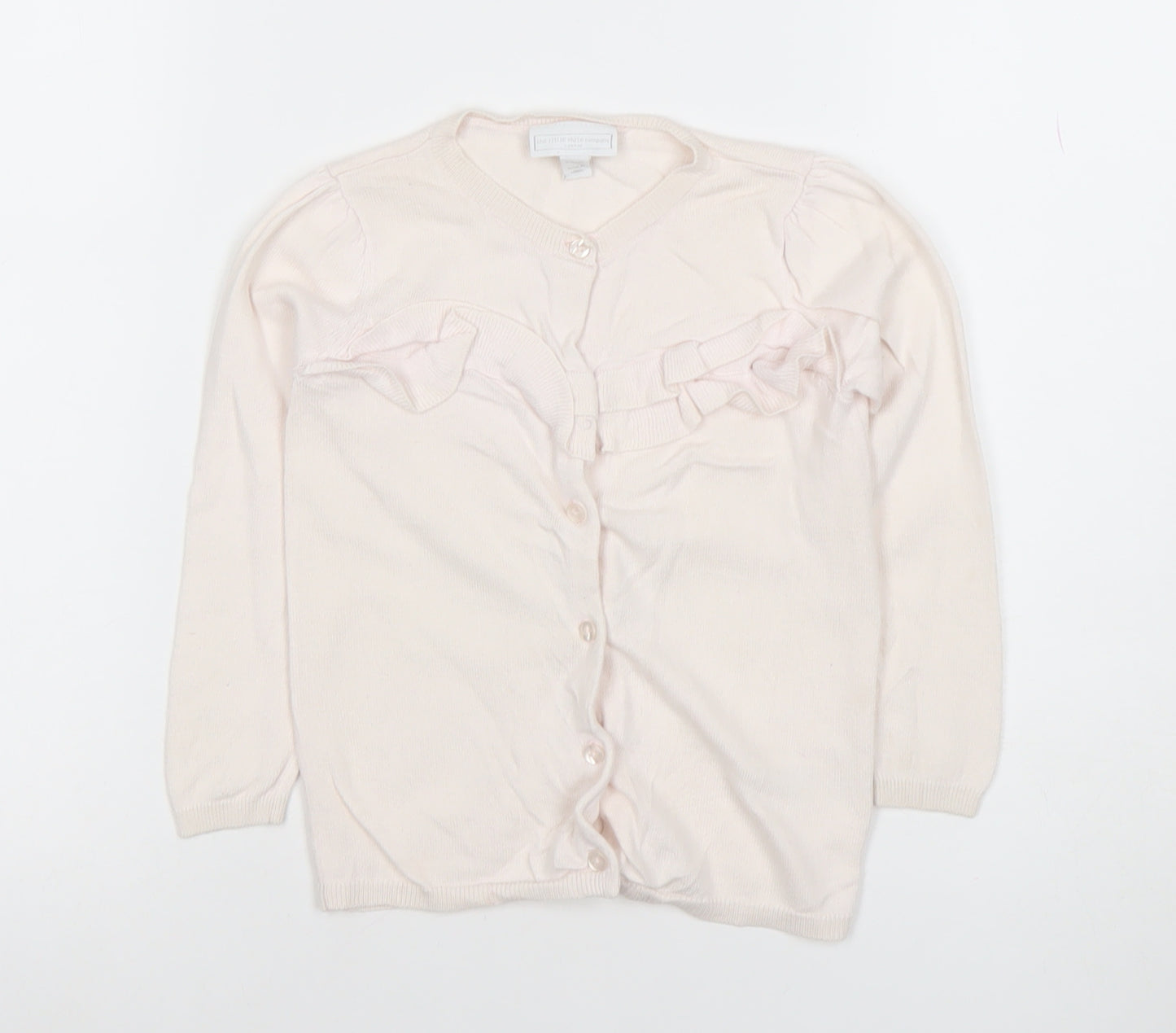 The Little White Company Girls Pink Cardigan 3-4 Years Merino Wool Cotton Bow Detail