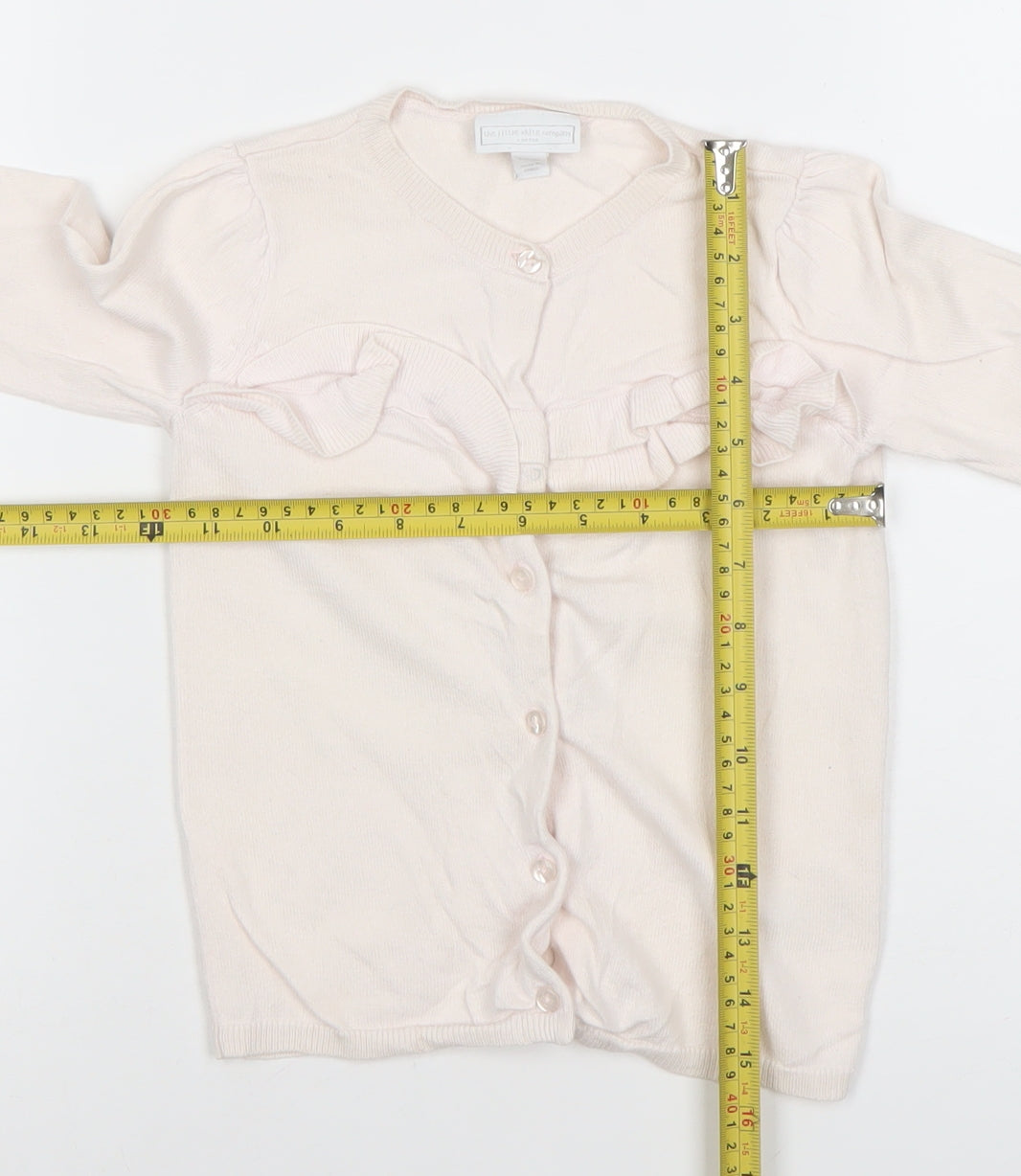The Little White Company Girls Pink Cardigan 3-4 Years Merino Wool Cotton Bow Detail