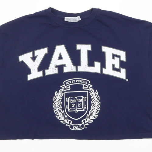 Yale University Women's Blue Cropped T-Shirt XL Relaxed Fit
