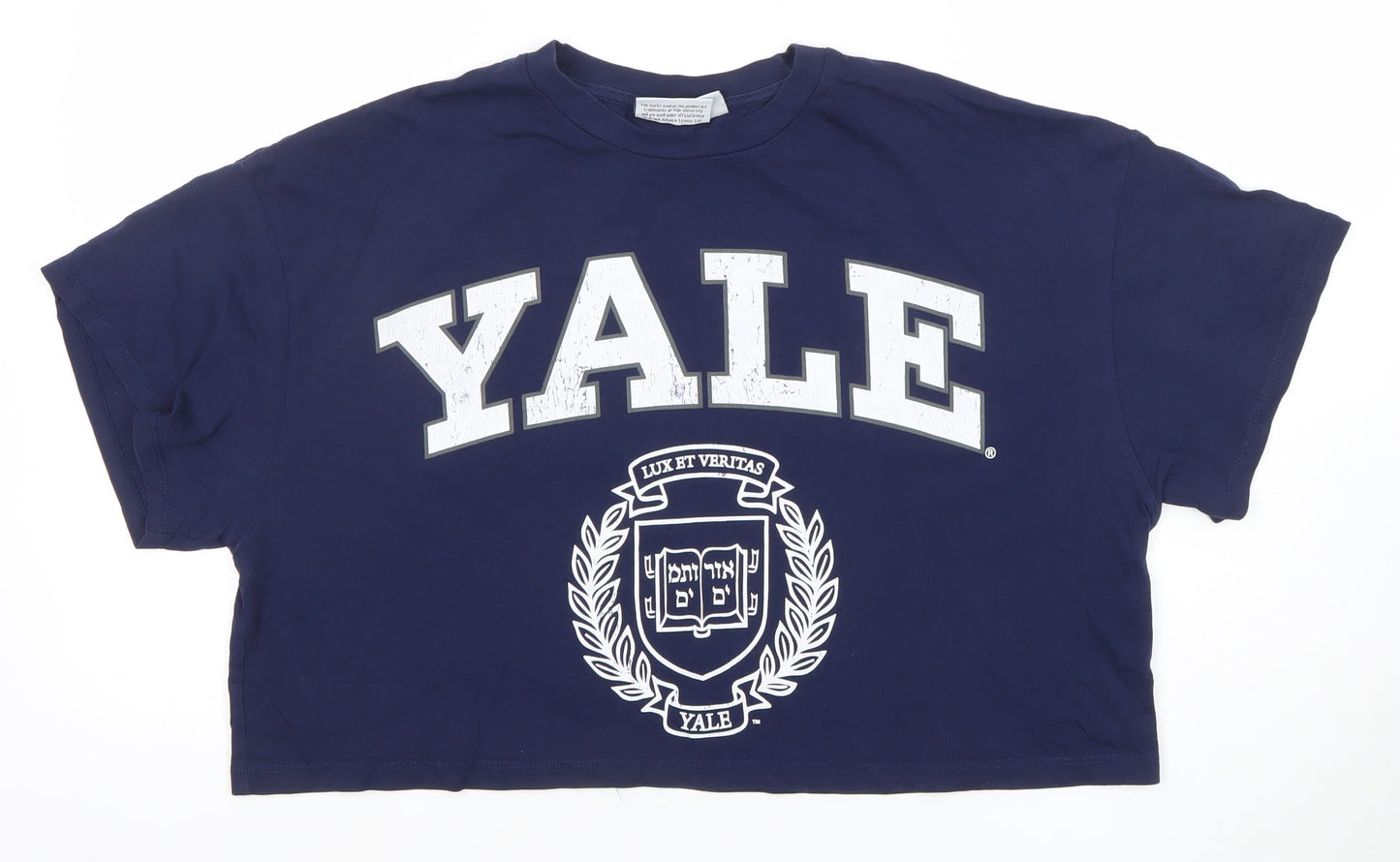 Yale University Women's Blue Cropped T-Shirt XL Relaxed Fit