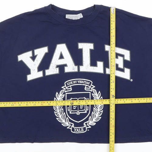 Yale University Women's Blue Cropped T-Shirt XL Relaxed Fit