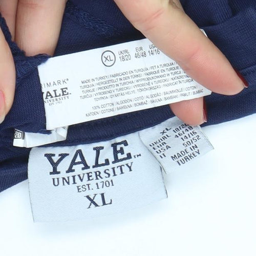 Yale University Women's Blue Cropped T-Shirt XL Relaxed Fit