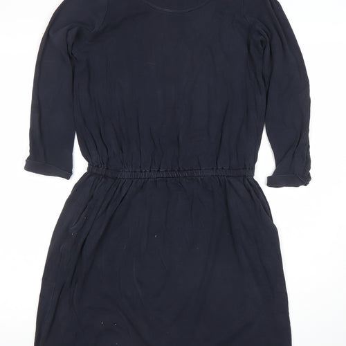 The White Company Womens Blue Cotton Knee Length 3/4 Sleeve A-Line Dress Size M