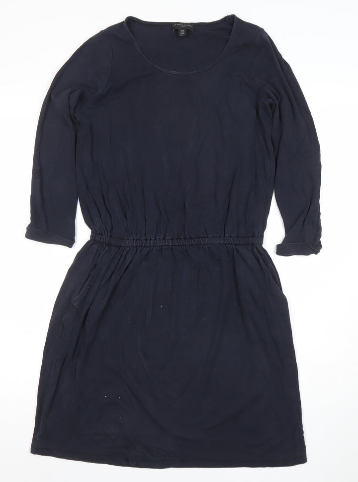 The White Company Womens Blue Cotton Knee Length 3/4 Sleeve A-Line Dress Size M